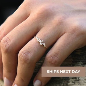 14k Gold Diamond Cluster Ring by Ferkos Fine Jewelry Modeled on a Finger