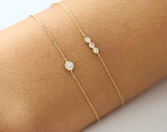 Diamond Bracelet / Diamond Solitaire Bracelet / Diamond Bezel Bracelet / Diamond Bracelet / Dainty Diamond Bracelet / Birthday Gift Sale