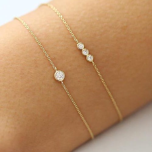 Diamond Bracelet / Diamond Solitaire Bracelet / Diamond Bezel Bracelet / Diamond Bracelet / Dainty Diamond Bracelet / Labor Day Sale