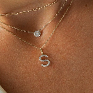 Collar con inicial de diamante / Collar de diamantes / Collar con inicial de oro de 14k / Joyería personalizada / Collar con nombre / Collar con letra