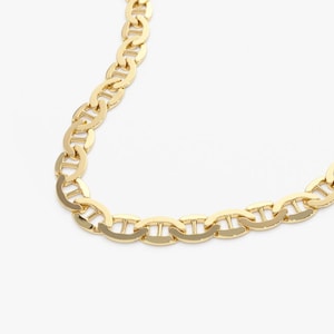 Gold Necklace / Mariner Link Necklace / 14k Gold 3.5MM Mariner Chain Necklace / 14k Link Necklace by Ferkos Fine Jewelry / Memorial Day Sale
