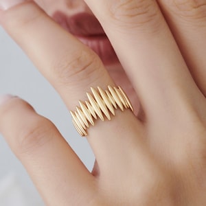 Gold Ring for Women 14k Gold Ring / Solid Gold Ring / Unique Statement Gold Ring / Showy Gold Ring by Ferkos Fine Jewelry