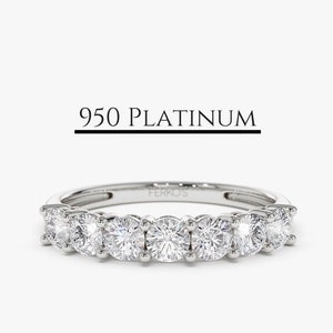 Platinum Ring /  Platinum Diamond Wedding Ring / 7 Stone Basket Setting Shared Prong 0.70ctw Platinum Women's Anniversary Ring