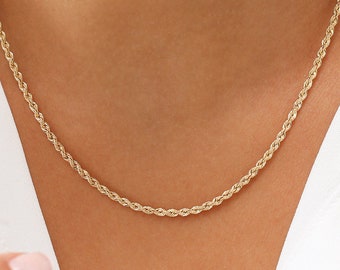 Rope Chain Necklace / 14k Solid Gold Rope Chain 2.25MM / Twisted Chain Necklace /  Rope Gold Chain / Dainty Rope Necklace / Twisted Necklace