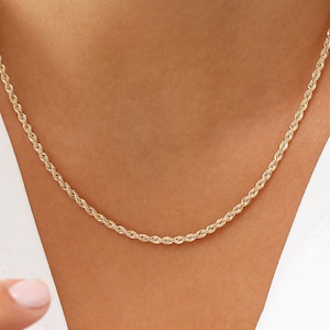Rope Chain Necklace / 14k Solid Gold Rope Chain 2.25MM / Twisted Chain Necklace /  Rope Gold Chain / Dainty Rope Necklace / Twisted Necklace