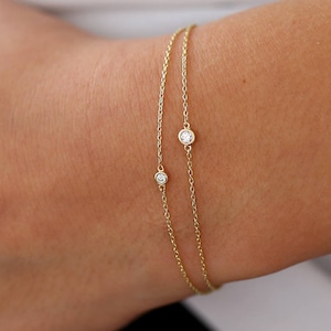 Diamond Bracelet / Diamond Solitaire Bracelet / Diamond Bezel Bracelet / Diamond Bracelet / Dainty Diamond Bracelet