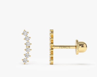 Diamond Cluster Helix Piercing / Screw Back Cartilage Earring / Diamond Piercing / Diamond Stud Earrings by Ferkos Fine Jewelry