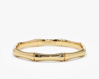 14k Gold Dainty Minimal Bamboo Ring / Gold Layering Ring / Stackable Ring / Unique Bamboo Ring by Ferkos Fine jewelry