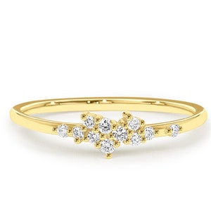 Diamond Cluster Ring / Stackable Dainty Ring / Simple Gold Ring / Multi stone Ring / Daily Diamond Ring / Gift For Women / Diamond Ring