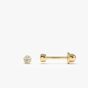 Diamond Piercing / 14k Gold Bezel Setting Diamond Stud Piercing / Diamond Cartilage Earring / Helix Tragus Diamond Stud Ferko's Fine Jewelry