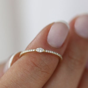 Stackable Ring /14k Gold Stackable Marquise Diamond and Round Pave Diamond Ring in Half Eternity by Ferkos Fine Jewelry