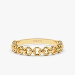 Anillo de oro/Anillo delicado apilable de oro macizo de 14 quilates/Anillo midi de oro real de 14 quilates/Anillo apilable minimalista/Regalo de aniversario, Regalo para mamá
