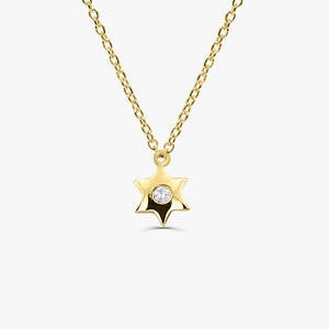 Gold Star of David Necklace/ Jewish star necklace / Diamond Star of David Charm / Magen David charm/ Dainty Star of David in 14k Gold