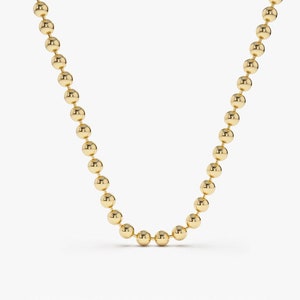 Gold Ball Chain / 14K Solid Gold 2MM Ball Chain / Bead Necklace / Gold Ball Necklace / Bead Chain / Gold Chain For Charm / Layering Chain