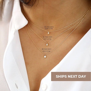 Diamond solitaire necklace / Diamond necklace / Diamond bezel / Dainty Diamond Necklace / Birthday Gift