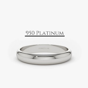 Platinum Ring / 3MM Platinum Dome Wedding Band / Men and Women Platinum Wedding Ring by Ferko's Fine Jewelry