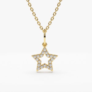 Star Charm Diamond Necklace / 14k Gold Star Charm Only / Super Star Layering Necklace / Daitny Star Charm by Ferko&#39;s Fine jewelry