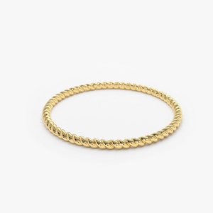 Twist Ring - 14k Solid Gold Twisted Rope Wedding Band - Twist Stacking Ring -  1.2 mm Wedding Ring - Wedding Band