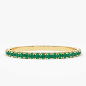 Emerald Eternity Band - Micro Pave Emerald Eternity Band Available as 14k Rose Gold, White Gold or Yellow Gold 1.35MM
