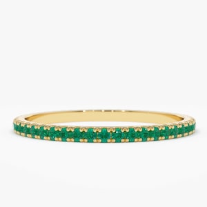 Micro Pave Emerald Eternity Band 14k Gold