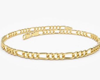 Gold Chain Bracelet / 14k Solid Gold Figaro Chain Bracelet 3MM & 5MM / Timeless 14k Gold Figaro Link Chain / Classic and Versatile Design