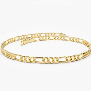 Gold Chain Bracelet / 14k Solid Gold Figaro Chain Bracelet 3MM & 5MM / Timeless 14k Gold Figaro Link Chain / Classic and Versatile Design