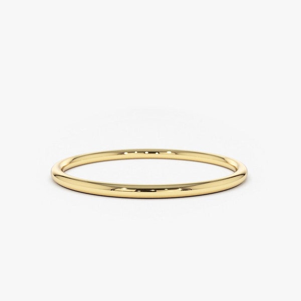 Alianza de boda de oro macizo de 14 quilates, delicado anillo apilable (1,2 mm)