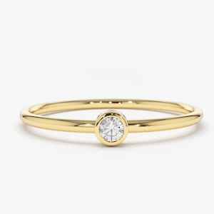 Anillo de diamantes / Anillo solitario de diamantes / Anillo solitario de diamantes / Anillo de promesa / Anillo de diamantes simple / Anillo de banda fina de oro / Anillo apilable