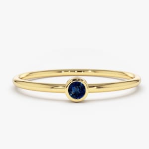 Sapphire Ring / 14k White Gold Single Blue Sapphire 0.08ctw Solitaire Ring / Blue Sapphire Gemstone Ring / September Birthstone Ring