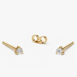 14k Tiny Diamond Solitaire Stud Set in Prongs