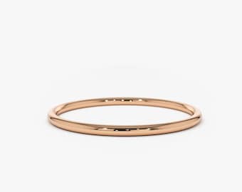 14K Solid Rose Gold Wedding Band / 1,2 MM Rose Gold Ring / Plain Rose Gold Band / Sierlijke stapelring / Eenvoudige delicate ring / Dunne band