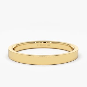 14k Flat wedding band / 2MM Gold wedding band / 14k Plain solid Gold Band / Men and Women wedding band by Ferko&#39;s Fine Jewelry