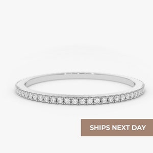Micro Pave Diamond Eternity Band in 14k White Gold
