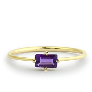 Amethyst Ring / 14k Solid Gold Amethyst Gemstone Ring / Natural Amethyst / February Birthstone / Purple Amethyst Ring / Gift for Mom