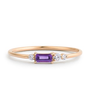 Amethyst Ring / Amethyst Engagement Ring / Solid Rose Gold Diamond Amethyst Ring / February Birthstone Ring / Rose Gold Amethyst Ring