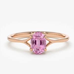 Pink Sapphire / 14k Rose Gold Pink Sapphire Ring / Natural Pink Sapphire Promise Ring / Dainty Genuine Pink Sapphire Gemstone Ring