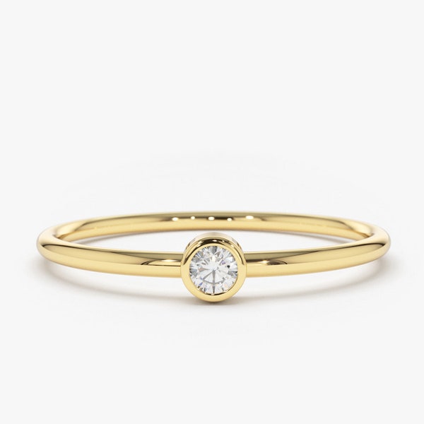 Diamond Ring / Diamond Solitaire Ring / Solitaire Diamond Ring / Promise Ring / Simple Diamond Ring / Thin gold Band Ring / Stacking Ring