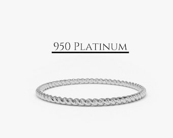 Platinum Wedding Ring / Braided Platinum Twist Band / 1.2MM Twisted Wedding Band / Braided Stacking Wedding Band