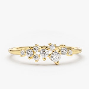 14k Gold Diamond Cluster Ring / Diamond Ring / Unique Diamond Stackable Ring / Wedding Ring / Iconic Ferkos Cluster Ring Next Day Shipping