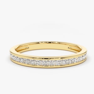 Princess Cut Diamond Half Eternity Ring 2.4mm 0.55 ctw 14k Gold / Channel Setting Wedding Band / Rose Gold White Gold / Platinum Ring