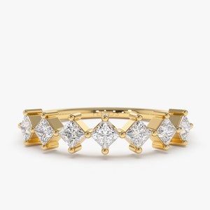 14k Gold Princess Cut Diamond Wedding Ring