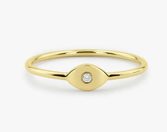 Evil Eye Ring / Evil Eye Diamond Ring in 14k Gold / Evil Eye | Etsy