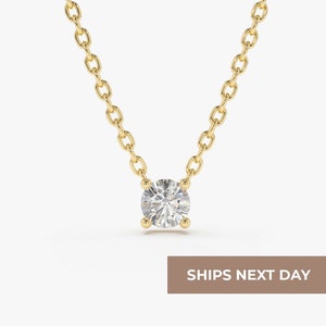 14k Gold Diamond Solitaire Necklace