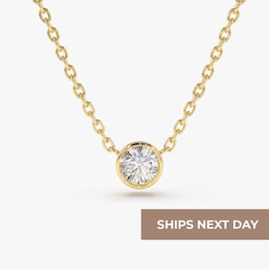 14k Diamond Solitaire Necklace