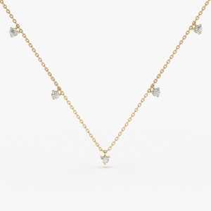 Dangling Diamond Solitaire Necklace in 14k Gold / Diamond Solitaire Necklace / Diamond by the Yard / Gift Ideas by Ferkos Fine Jewelry