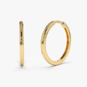 Gold Hoop Earrings in 14K Gold 20MM , Gold Earrings for Women, 14K Real Gold Dainty Simple Hoop Earrings, Gift for Her, Ferkos Fine Jewelry