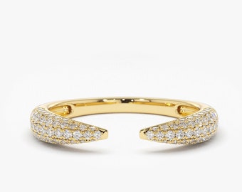 14K Stacking Micro Pave Diamond Bangle 0.90 ctw 14K Gold / 6-6.5 Inches