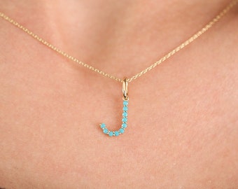 Turquoise Jewelry / Turquoise Necklace / Turquoise Initial Necklace in 14k Gold / Personalized Jewelry / Name Necklace / Letter Necklace