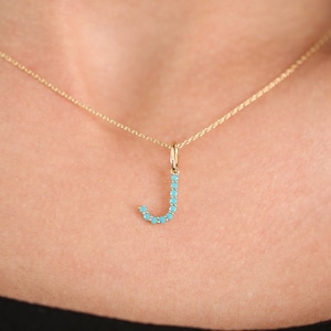Joyas de turquesa / Collar de turquesa / Collar con inicial de turquesa en oro de 14 k / Joyas personalizadas / Collar con nombre / Collar con letras