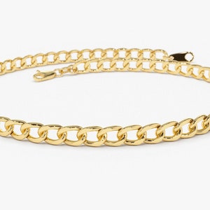 Gold Bracelet / 14k Gold Curb Link Chain / 3MM Miami Curb Link Chain Bracelet by Ferkos Fine jewelry / Anniversary Gift